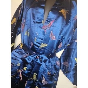 NWOT Blue Satin Kimono